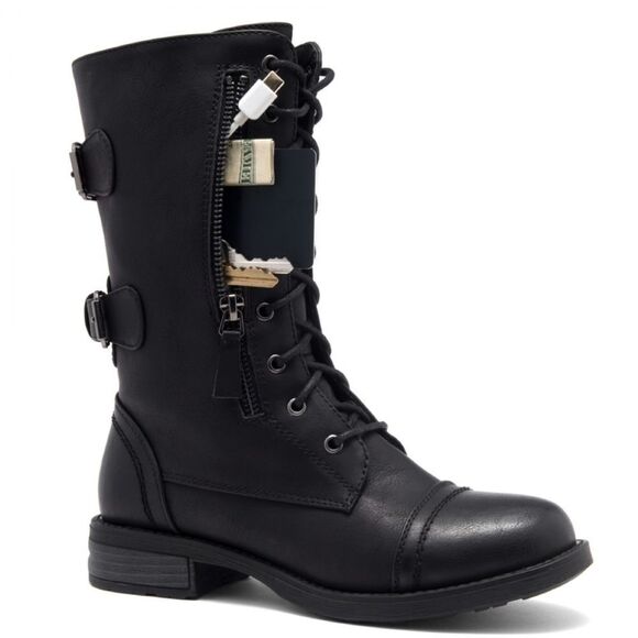 BRAND NEW SHOE LAND KASEY WOMEN'S ANKLE LACE-UP MILITARY COMBAT BOOT MID CALF - Picture 16 of 16